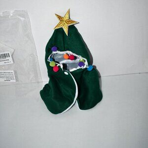 Gavigain Christmas Pet Cape - Fleece Holiday Dog Outfit with Pom Poms and MEDIUM